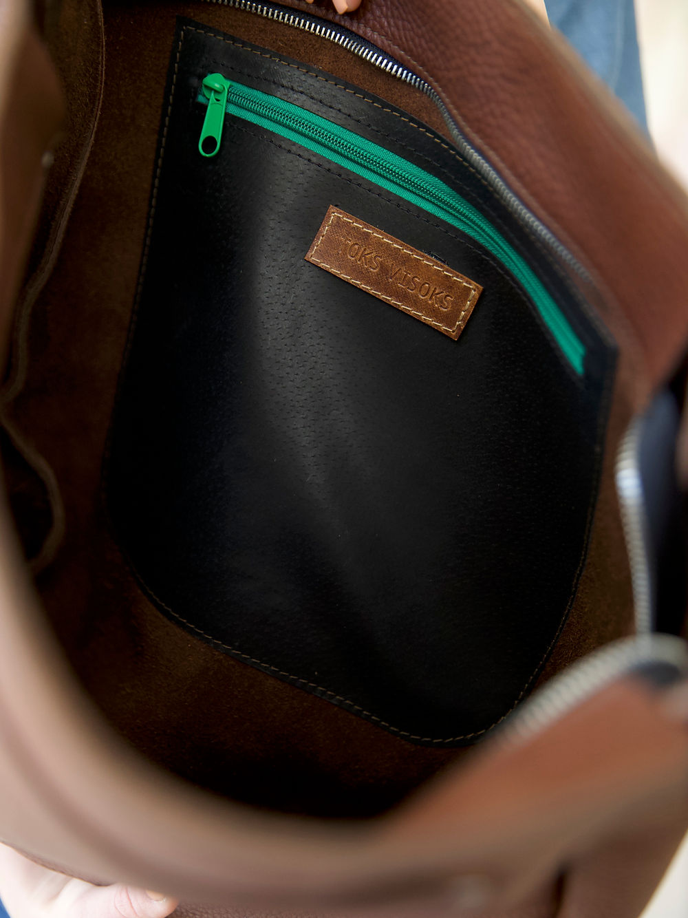 LULU Handbag with Front Pocket - Chocolate